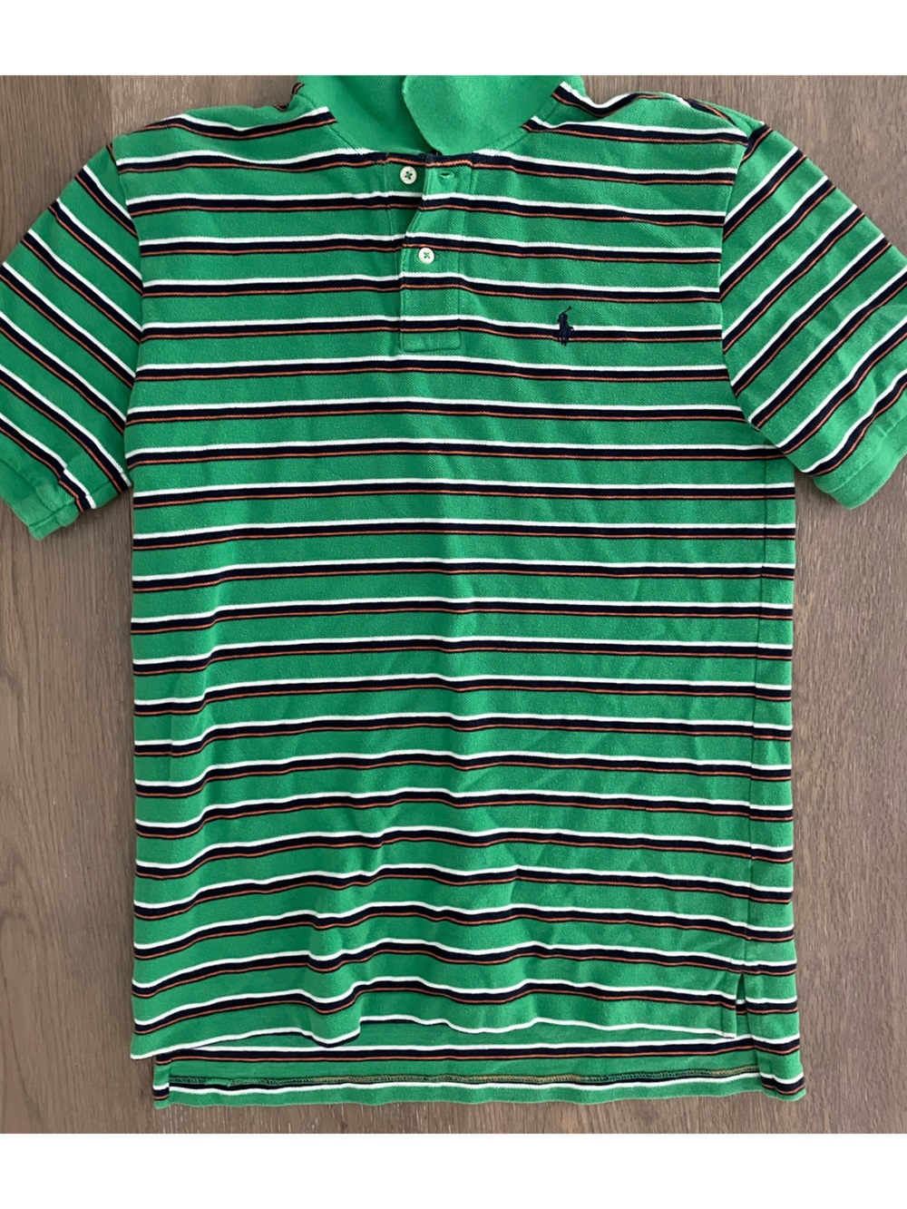 Ralph Lauren Green, Navy & White Striped Polo women small or kids 18/20
